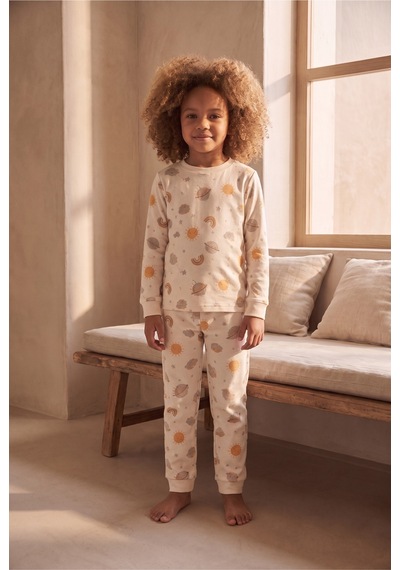 Katia&bony Çocuk Gezegen Desenli Pijama Takımı Ekru Ekru