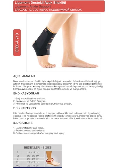 Neopren Ligament Destekli Ayak Bilekliği Bağ Yaralanmaları İçin Ortopedik Destek Orx -a713