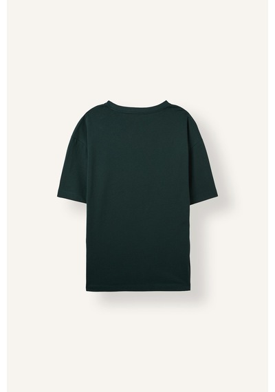 Defacto %100 Pamuk Oversize Bisiklet Yaka Basic Kısa Kollu Tişört E6885axnsgn245 Yeşil-gn245