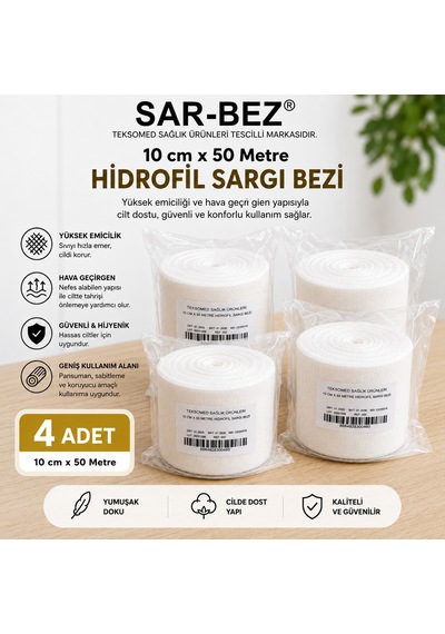 Teksomed Hidrofil Sargı Bezi 10cmx50metre 4 Adet