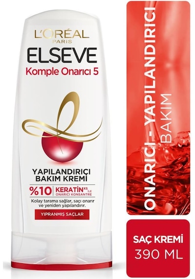 Elseve Komple Onarıcı 5 Yapılandırıcı Bakım Şampuanı 390 ML + Saç Bakım Kremi 390 ML