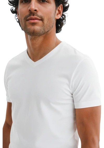Arma Ar-ma Erkek V Yaka Tişört Baskisiz Basic Örme Kumaş Regular Fit %100 Pamuk 30/1 Penye Süprem Y31364408102 Beyaz-b1
