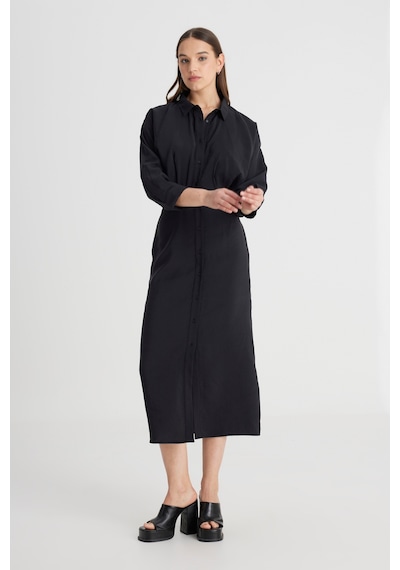 Lee Loose Fit Rahat Kesim Siyah Gömlek Elbise L241612001 Siyah