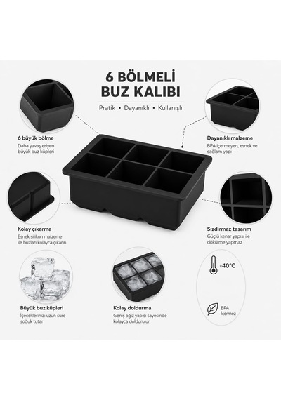 Kare Buz Kalıbı Çok Amaçlı Buz Küpü Kalıbı Kare Buz Küpü Kasesi 6 Bölmeli Kolay Serbest Bırakma Kahve Ev Yapımı Dondurucu İçin Buz Kalıpları 4 Adet Çok Renkli