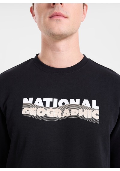 National Geographic N6wm-swt4077 Siyah Erkek Bisiklet Yaka Örme Sweatshirt