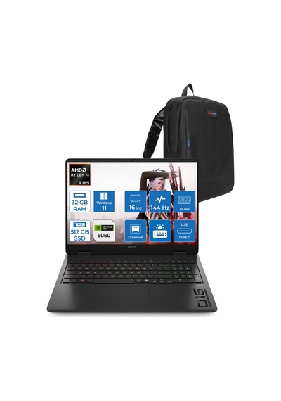 HP Omen 16-AP0020NT C12CPEAH13 Ryzen AI 9 365 32 GB 512 GB SSD 8 GB RTX5060 16" W11H Dizüstü Bilgisayar + Çanta