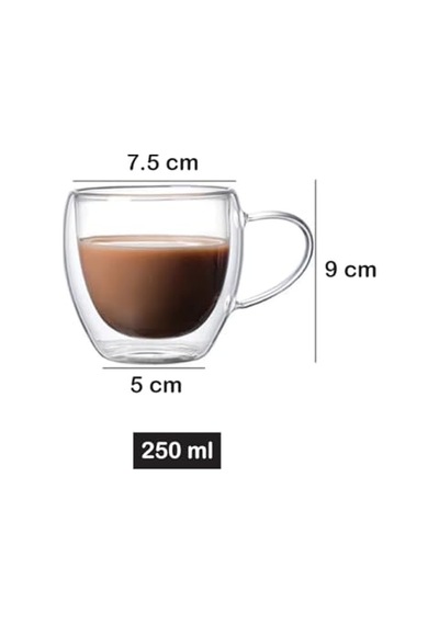 Katmanlı Cam Kupa 250 Ml Lüx Çift Cidarlı Kupa - Termos - Iki Duvarlı Yapısı İle Uzun Süre -soğuk Tutma Özelli Diğer