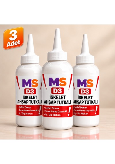 3 Adet Hazır D3 Ahşap Tutkalı 150 Gr Güçlü Dayanıklı Şeffaf Mobilya Mdf Kumaş Kağıt Yapıştırıcısı
