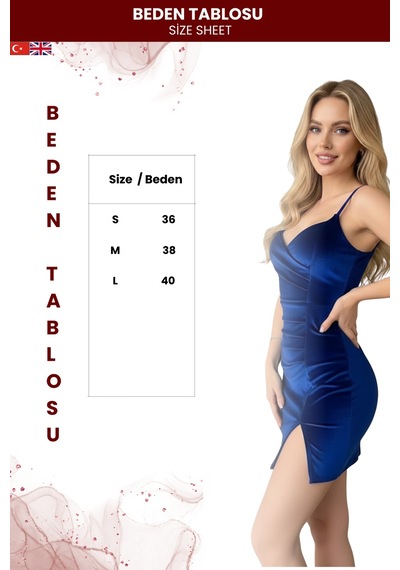 Zedefx Kadın İnce Askılı Kadife Elbise Mavi