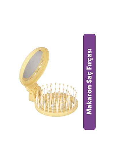 Beauty Makaron Saç Fırçası - 3d Esnek, Aynalı, Çanta Boy - Compact Detangler Sarı