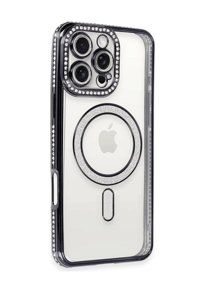 Apple iPhone Uyumlu 16 Pro Max Kılıf Joke Simli Magneticsafe Kılıf gri