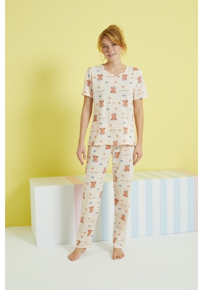 Siyah İnci Örme Pijama Takım 24107090 Çok Renkli