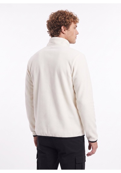 Jeep Ekru Erkek Dik Relaxed Düz Polar Sweatshırt J4wm-swt4444