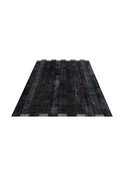 El Dokuması Patchwork Vintage Yün-pamuk Siyah Halı 24817 160 X 230 Cm