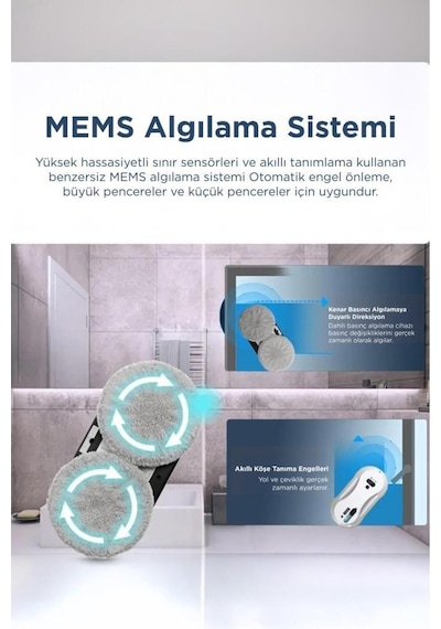Torima S9 Beyaz Su Püskürtmeli Uzaktan Kumandalı Cam Pencere Temizleme Robotu