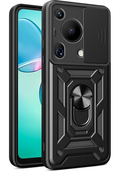 Huawei Pura 70 Ultra Kılıf Magnetik Standlı Kamera Korumalı Sürgülü Vega Kap Mavi Mavi