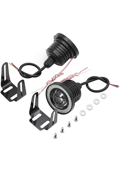 Citroën Nemo Uyumlu, Universal Mercekli Led Sis Farı, 76mm Buz Mavi Renk