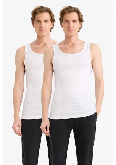 Defacto Slim Fit Dar Kesim Ribana 2li Atlet Y9056az26spwt34 Beyaz-wt34