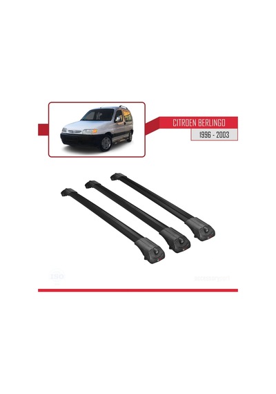 Citroen Berlingo 1996-2003 Arası İle Uyumlu Ace-1 Ara Atkı Tavan Barı Siyah 3 Adet Bar