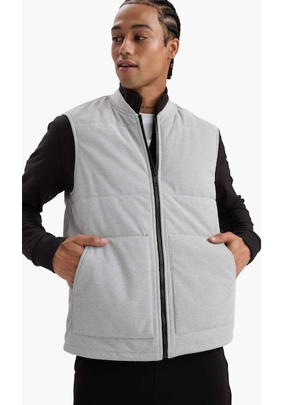 Defacto Regular Fit Dik Yaka Fermuarlı Cepli Yelek E8777ax25augr360 Gri