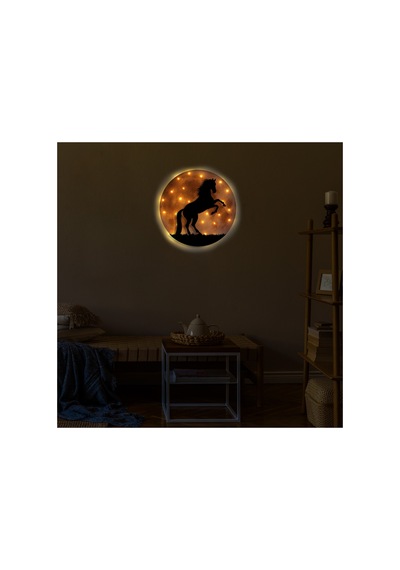 Kişiselleştirilebilir Led Işıklı Epoksi Katmanlı Tablo Lowell At Dolunay Sarı - 738226087 Sarı