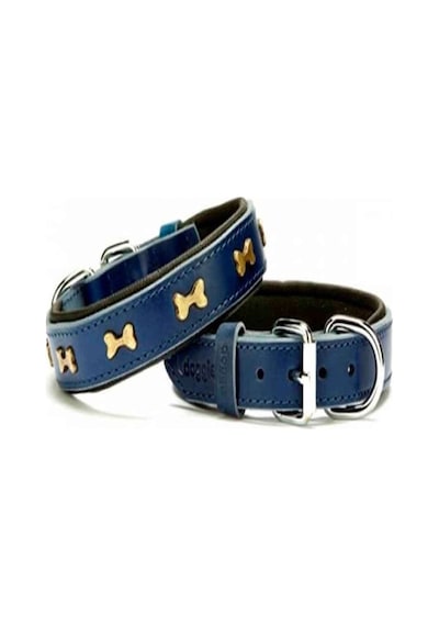 Doggie Kemik Metal Süslü Deri Köpek Boyun Tasması Mavi Sbt-2562 Mavi