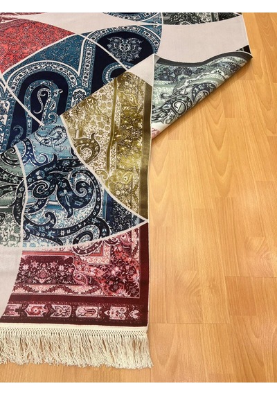 Geometrik Desenli 200 X 300 İpek Halı Çok Renkli