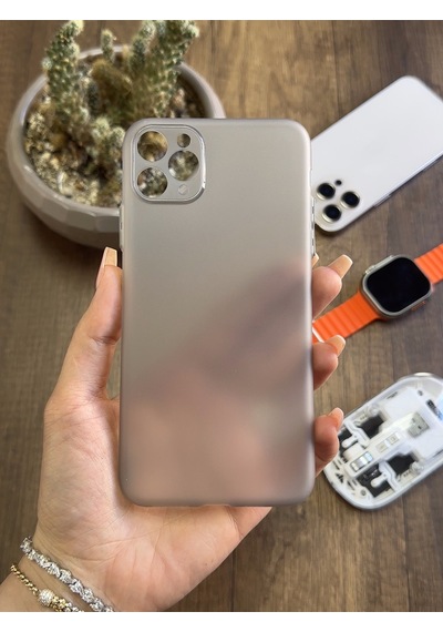 Apple iPhone 12 Pro Max Uyumlu Süper İnce Mat Ultra Thin Silikon Kılıf Buzlu Siyah