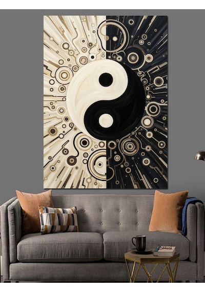 Ahşap Tablo Ying Yang Kozmik Denge Tasarımı Hayvan Tabloları
