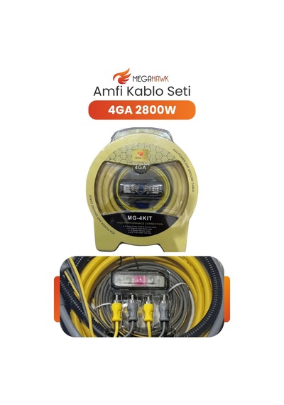 Mg-4kıt Amfi Kablo Seti 4ga 2800w Oto Ses Sistemi Tesisat Kiti Komple Set