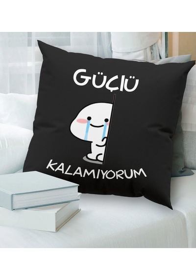 Bk Gift Esprili Premium Kumaş Siyah Kırlent Yastık, Ev Hediyesi, Ev Dekorasyonu, Dekoratif Hediye-2 Diğer