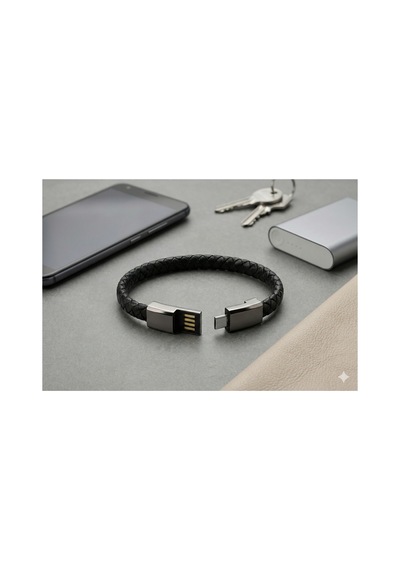 Siyah Bileklik Şarj Kablosu 22,5 Cm 60w Micro Uyumlu Mikro Giriş