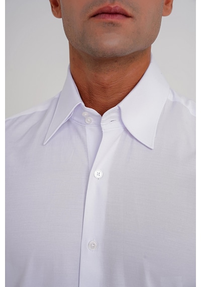 Efor G 565 Slim Fit Dik Yaka Pamuk Saten Uzun Kol Klasik Beyaz Gömlek Beyaz