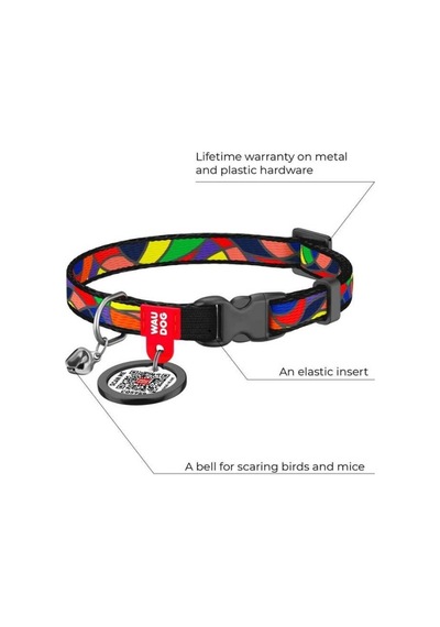 Collar QR Pasaportlu Kedi Boyun Tasması 20-30 Cm 10 MM (5265) Çok Renkli