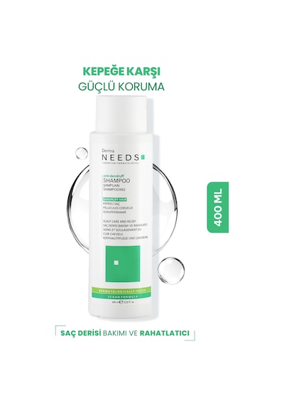 Derma Needs Kepek Karşıtı Şampuan 400 ML Arındırıcı B3 B5 B7 Vitaminli, Amino Asitli Sülfatsız