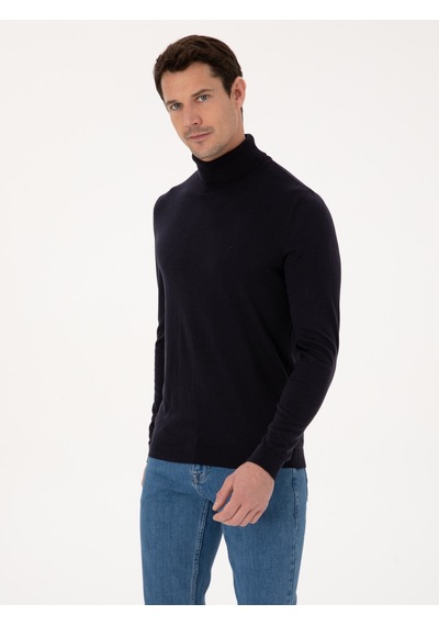 Cacharel Lacivert Slim Fit Pamuk Karışımlı Balıkçı Yaka Basic Triko Kazak Cacharel Lacivert Slim Fit Pamuk Karışımlı Balıkçı Yaka Basic Triko Kazak