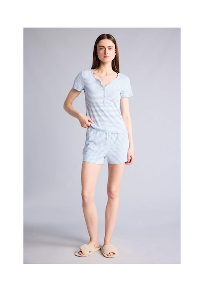 Defacto Regular Fıt Kısa Kollu 2li Ribana Pijama Takımı H5960ax26smgr93 Gri-gr93