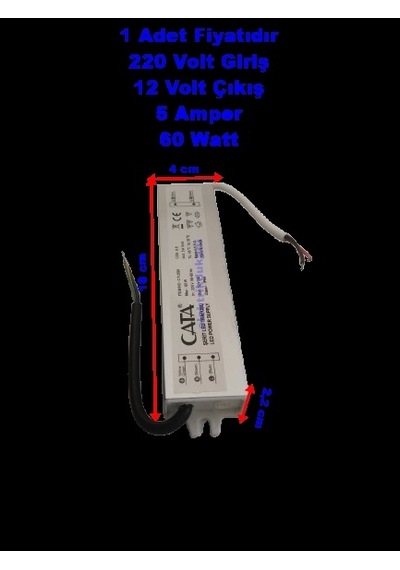 Cata 12v 5a Dış Mekan Led Trafosu 60w Ip64