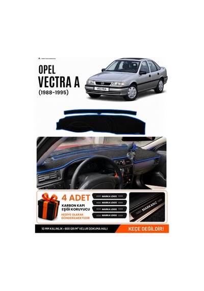 Opel Vectra A 1988-1995 Uyumlu Torpido Koruma, Torpido Örtüsü, Torpido Kılıfı - Siyah Mavi