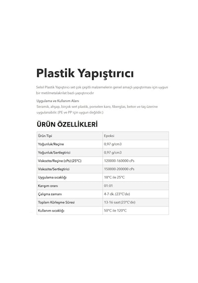 Selsil Epoksi Plastik Yapıştırıcı Enjektör, 28 G