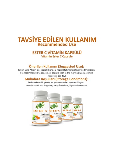 Gökçek Şifa Ester C (Ester C Vitamin Capsule) 60 Kapsül
