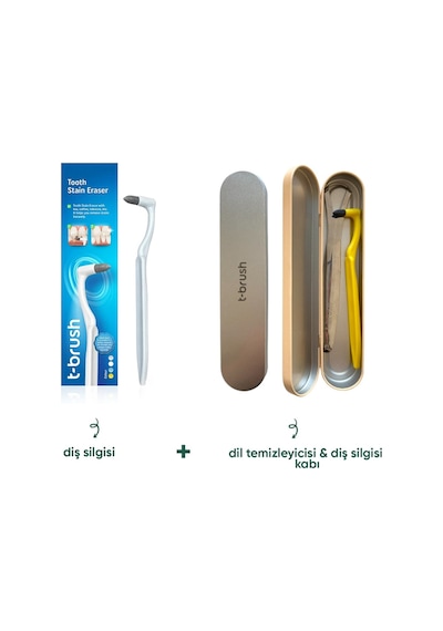 Tbrush Diş Silgisi ve Diş Silgisi Metal Kabı