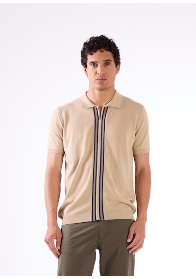 Dufy Bej Düz Erkek Triko - Slim Fit Bej
