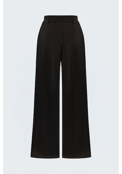 Sateen Kemer Detaylı Saten Pantolon - Kahve-137908