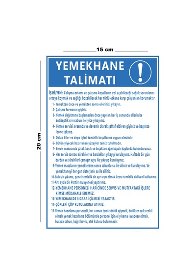 Lucena Metal Yemekhane Talimatı 15 Cm X 20 Cm Uyarı Levhası Yönlendirme Tabelası