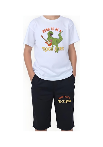 Summer Baskılı Erkek Çocuk Çift Cepli Kapri Alt-üst Takım Sarı