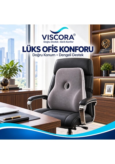 Vıscora Premium Ortopedik Sırt Destek Minderi Hava Kanallı%100 Visco Bel Desteği Çok Renkli
