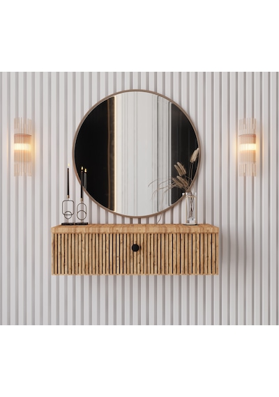 Enwood Mimosa Atlantik Çam Rengi Mdf Duvara Monte Kapaklı Dresuar Atlantik Çam