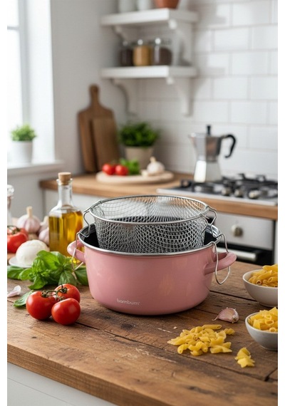 Kızartma Tenceresi Seker Pembe 22 Cm