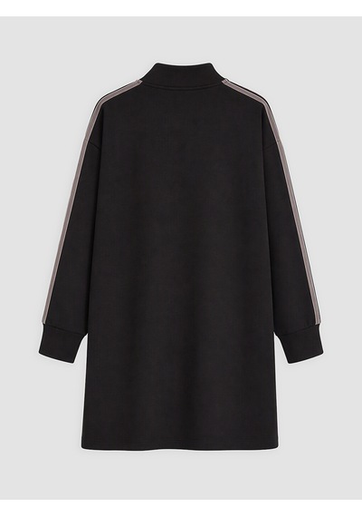 Lcw Everyday Siyah Şeritli Soft Touch Kadın Sweatshirt Tunik